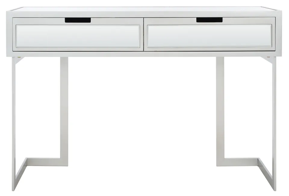 Enzo 2 Drawer Mirrored Desk - Silver / Mirror