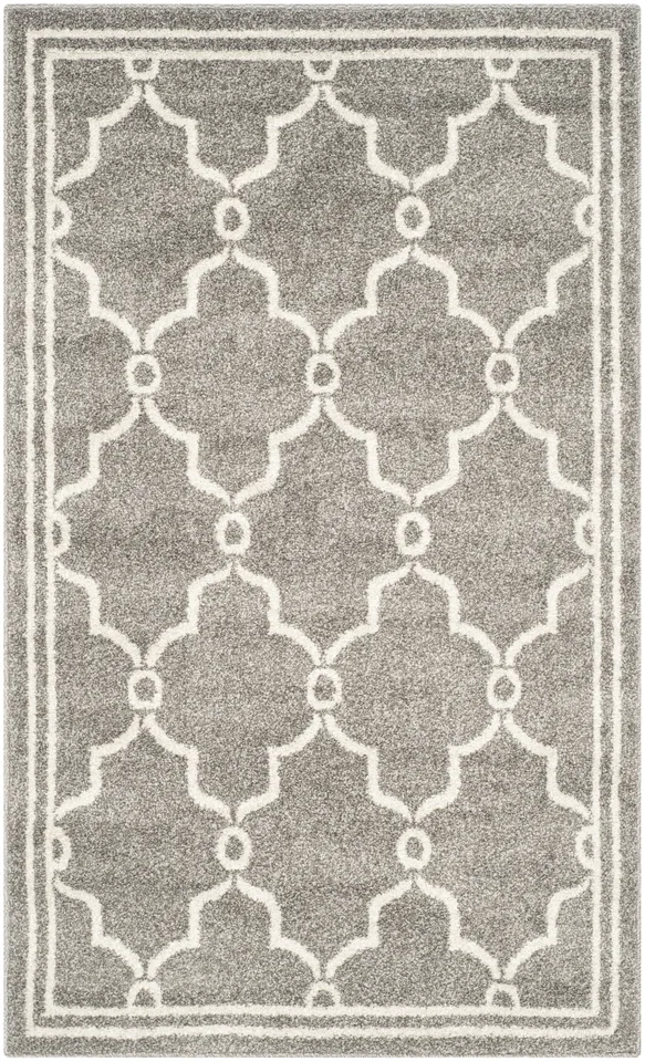 Arlo Home Indoor/Outdoor Woven Area Rug, AMT414R, Dark Grey/Beige,  4' X 6'