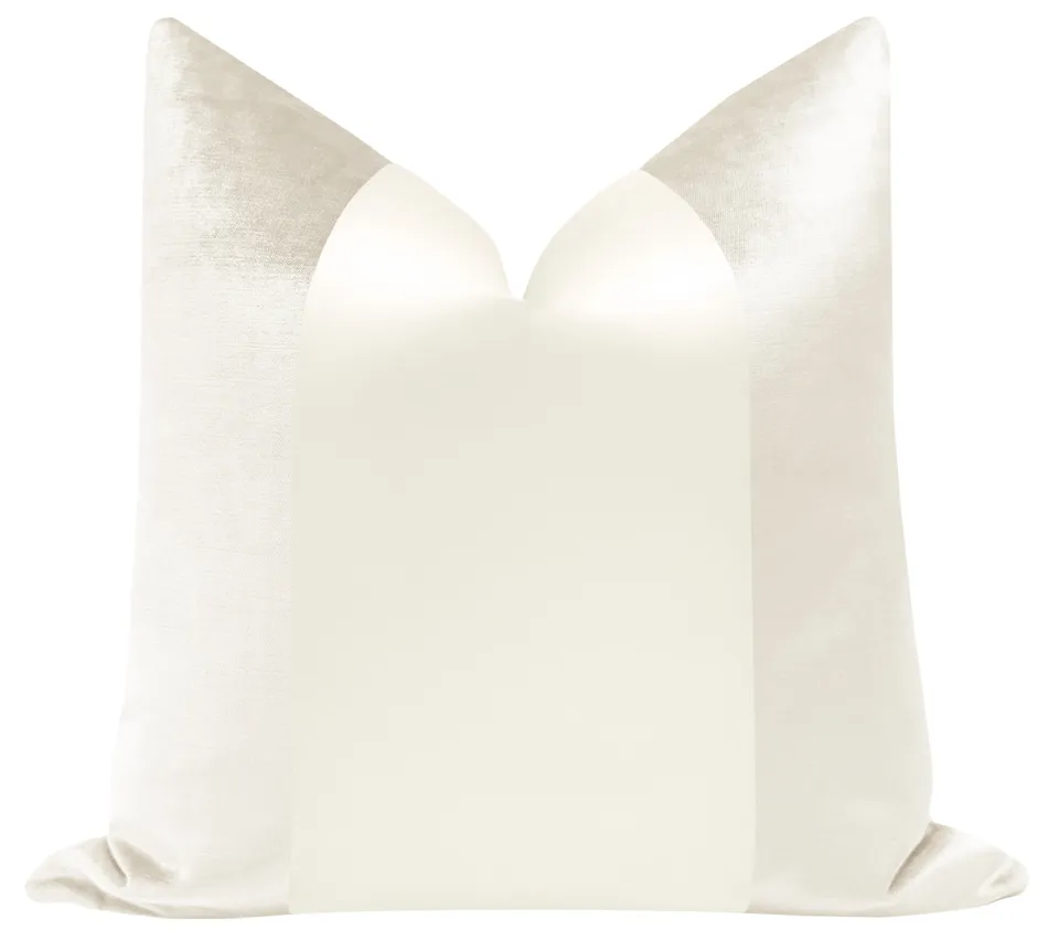 PANEL MONOCHROMATIC :: FAUX SILK VELVET // ALABASTER - LITTLE LUMBAR 12" X 18"