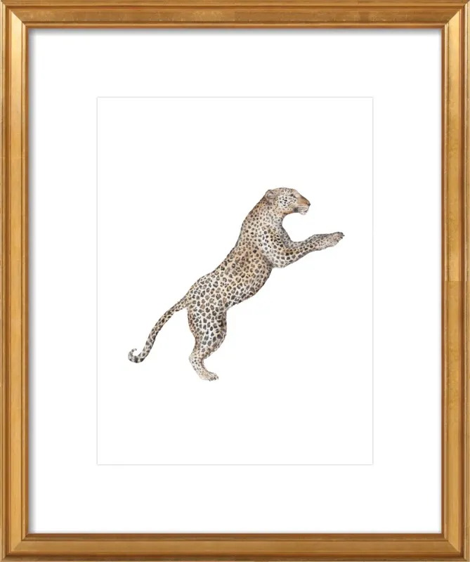 Leaping Leopard Watercolor by Lauren Rogoff for Artfully Walls