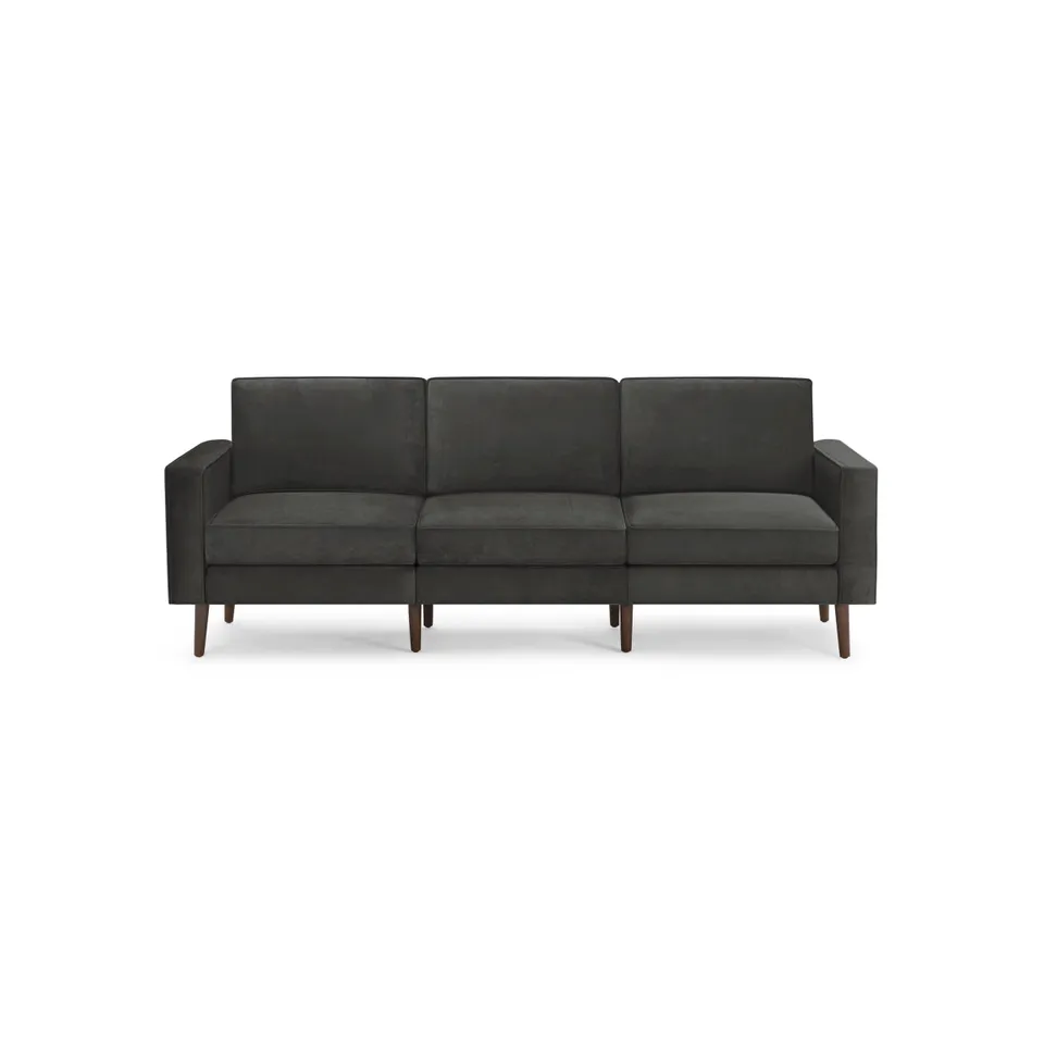 Nomad Velvet Sofa - Graphite Grey - Performance Velvet / Walnut - Wood