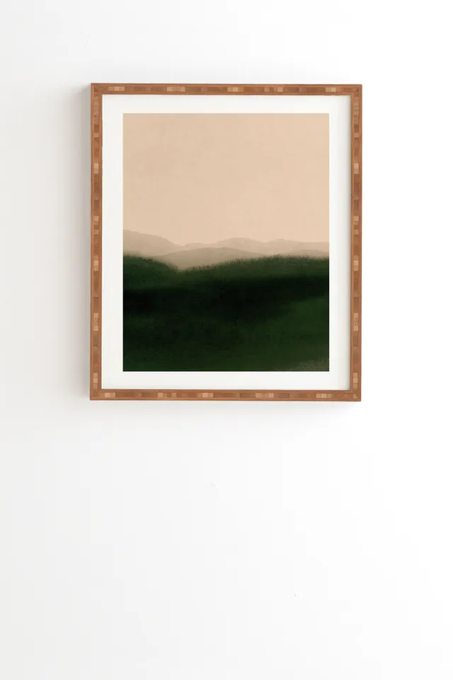Green Hills by Iris Lehnhardt - Framed Wall Art Bamboo 12" x 12"