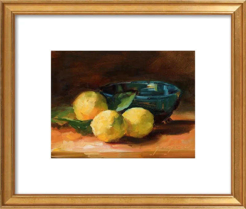 Lemons and Blue Bowl by Georgesse Gomez for Artfully Walls