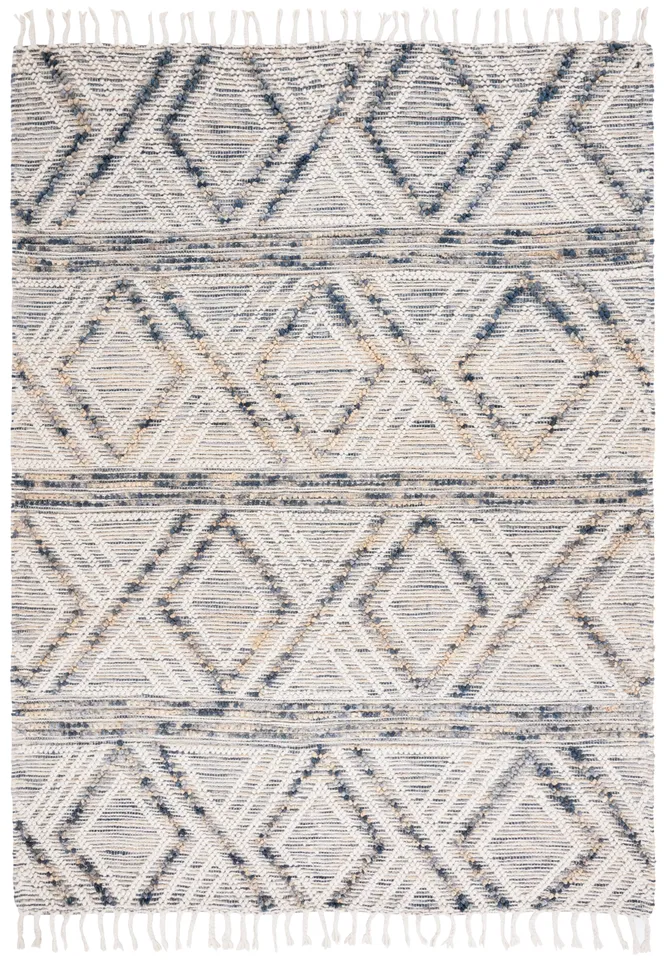 Safavieh Couture Natura Collection Hand Loomed Area Rug, Ivory / Blue, 6' x 9'
