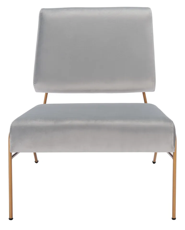 Romilly Velvet Accent Chair - Gray / Gold