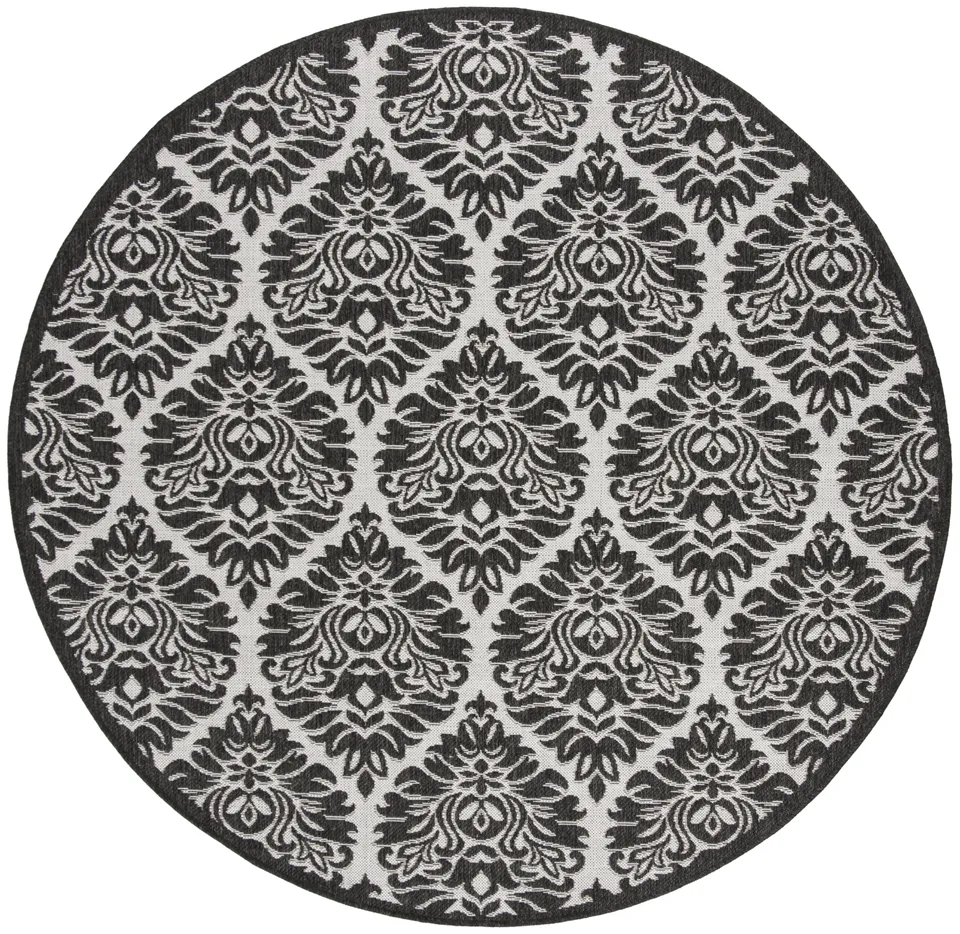 Arlo Home Indoor/Outdoor Woven Area Rug, LND135A, Light Grey/Charcoal,  6' 7" X 6' 7" Round