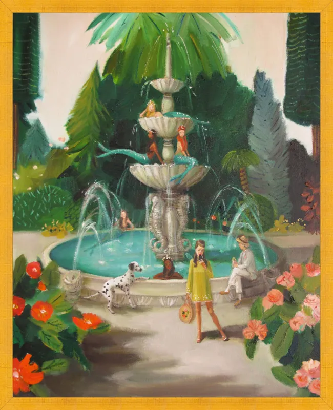 Selfie At The Mermaid Public Fountain by Janet Hill for Artfully Walls