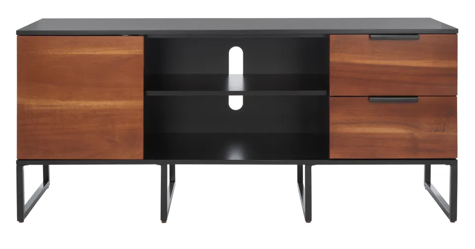 Vance 1 Door 2 Drawer 2 Shelf Media Stand - Black / Brown