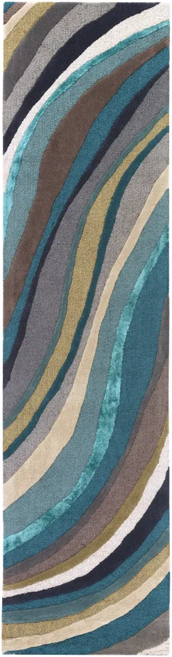 Lounge Blue Indoor 2' x 8' Handmade Rug