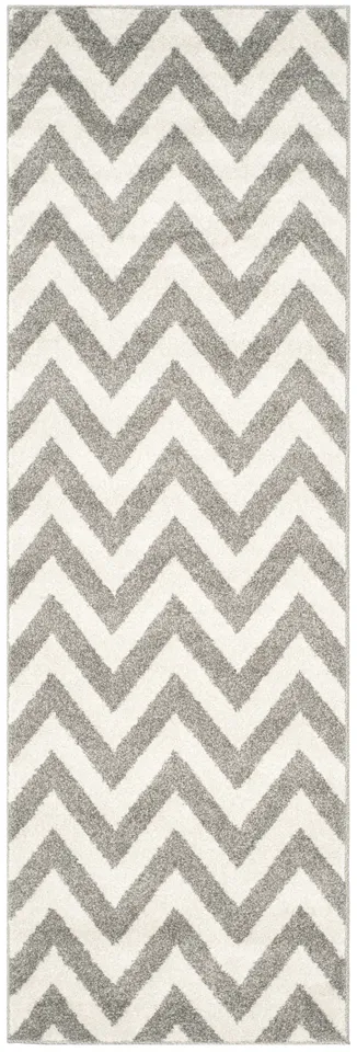 Arlo Home Indoor/Outdoor Woven Area Rug, AMT419R, Dark Grey/Beige,  2' 3" X 11'