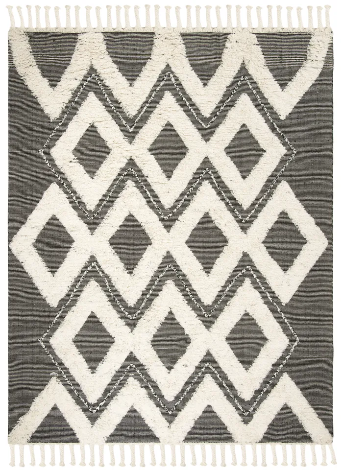 Arlo Home Hand Knotted Area Rug, KNY903H, Black/Ivory,  8' X 10'