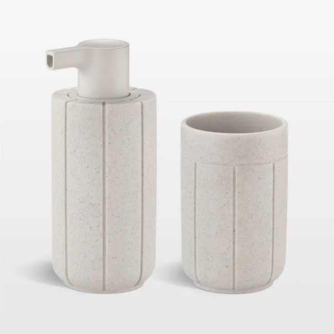 Kua Soap Dispenser and Tumbler Set in Moonbeam
