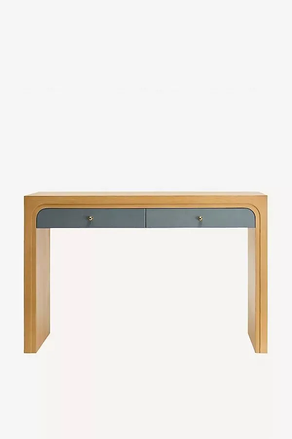 Helene Grasscloth Oak Console Table