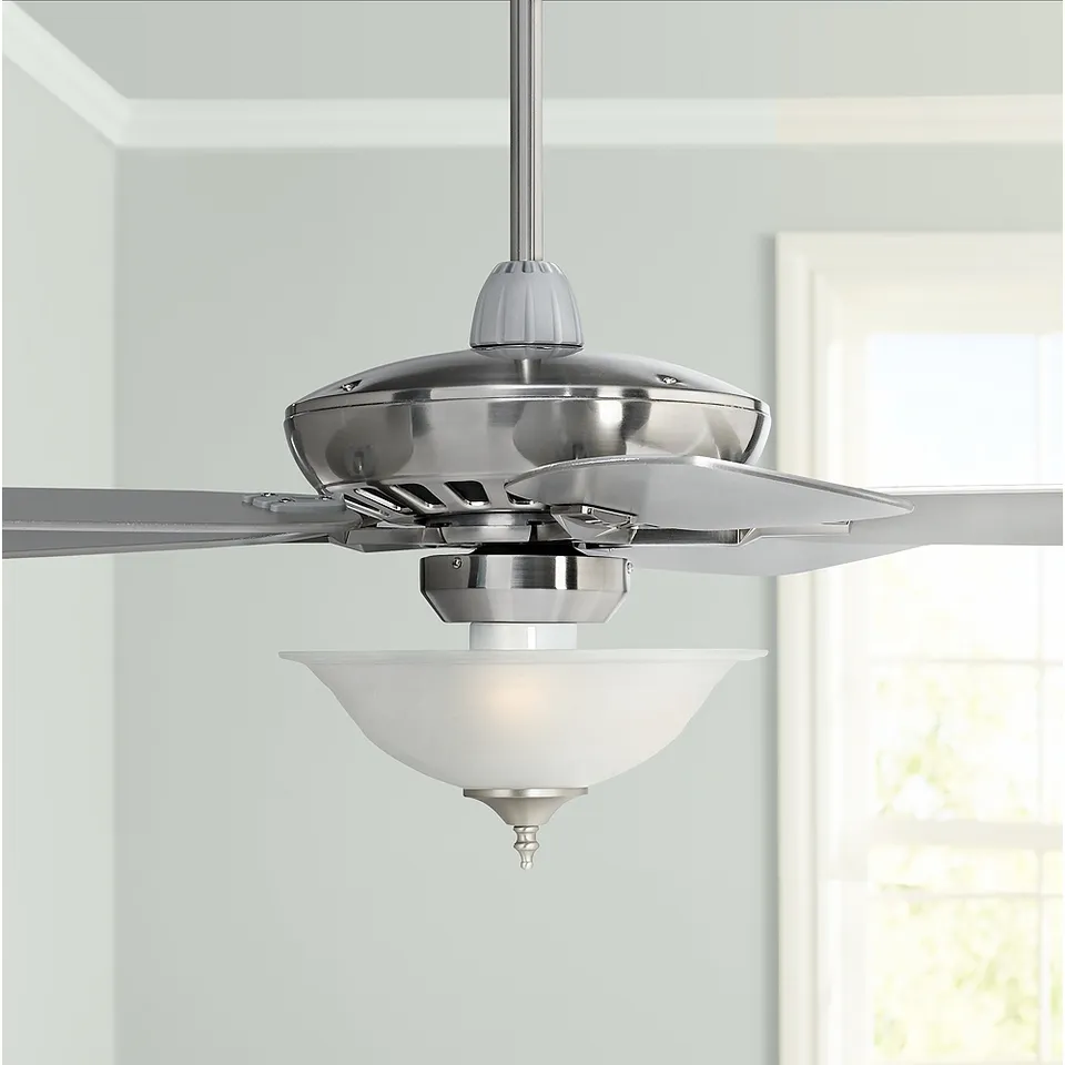 52" Journey Brushed Nickel Alabaster Glass LED Ceiling Fan with Remote