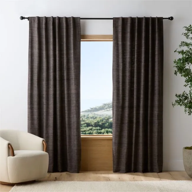 Trevino Deep Brown Cotton Silk Blend Window Curtain Panel 52"x120"