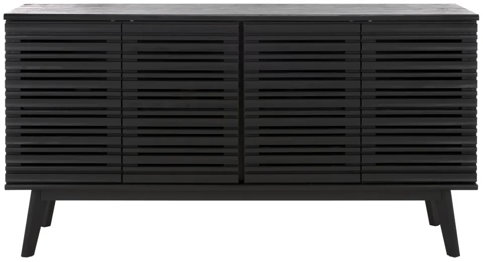 Atlantes 4 Door 4 Shelf Media Stand - Black