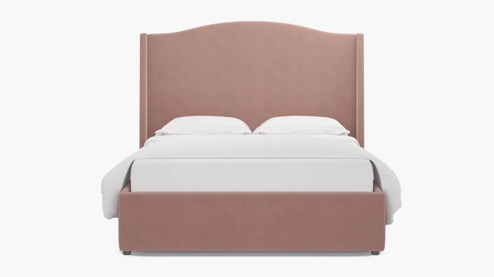 Curved Wingback Bed, Blush Everyday Linen, King