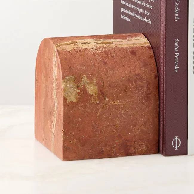 Red Travertine Arched Bookend