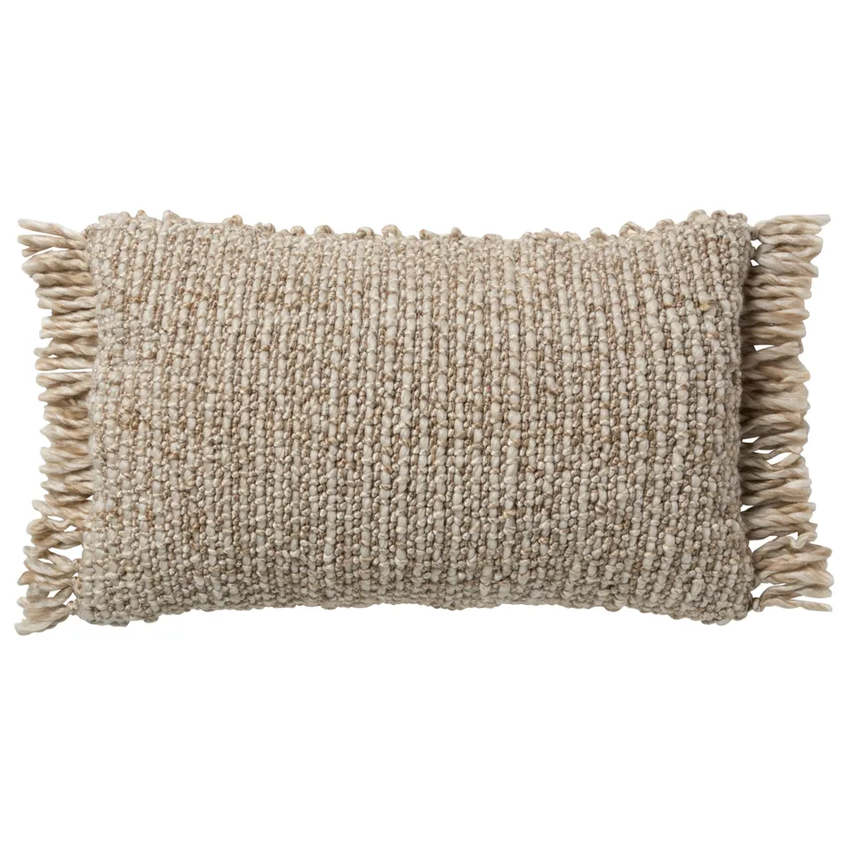 Mellah AGO21 Handmade Solid Tan Lumbar Down Filled Pillow (16"x24")