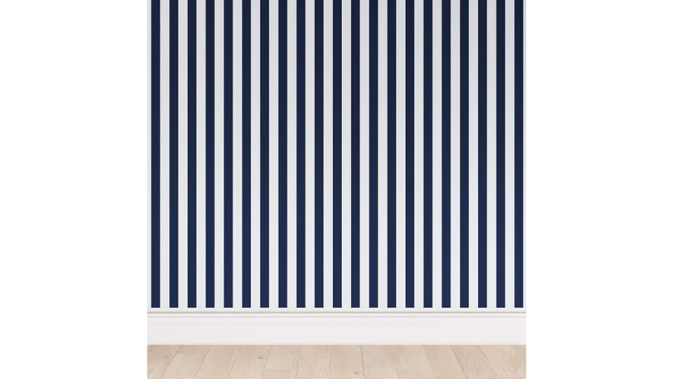 Peel and Stick Wallpaper Roll, Navy Cabana Stripe