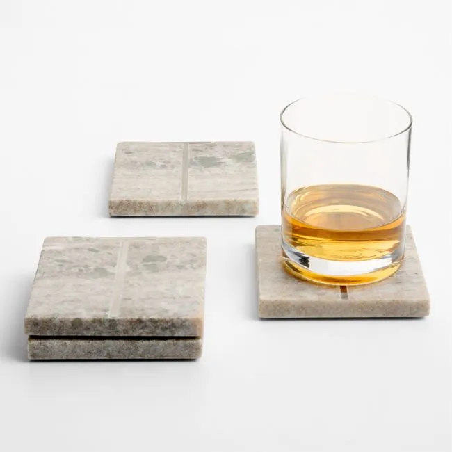 Tuscan Kitchen Marble "T" Monogram Coasters, Set of 4