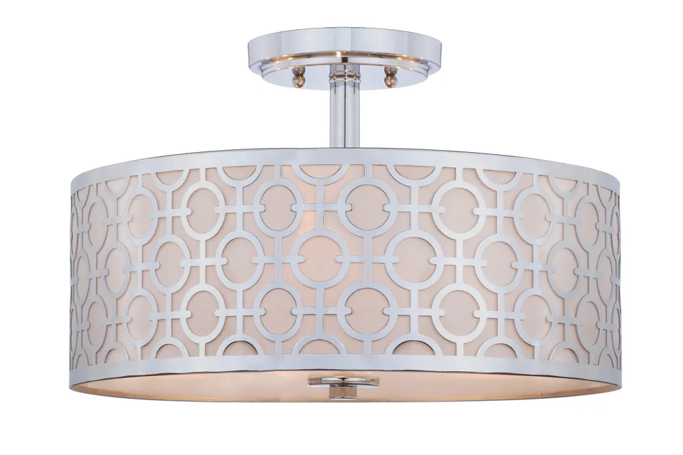 Vera Chain-Link 3 Light 15.5-Inch Diameter Flush Mount - Chrome