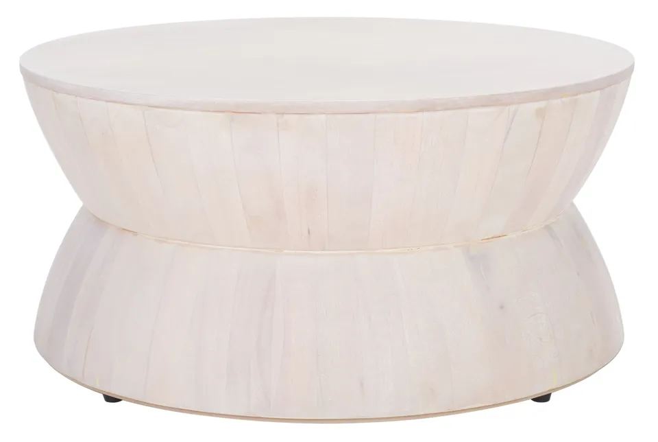 Alecto Round Coffee Table - White Washed