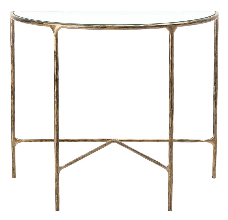 Jessa Forged Metal Console Table - Brass