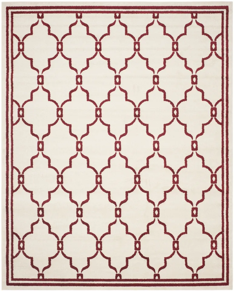 Arlo Home Indoor/Outdoor Woven Area Rug, AMT414H, Ivory/Red,  8' X 10'