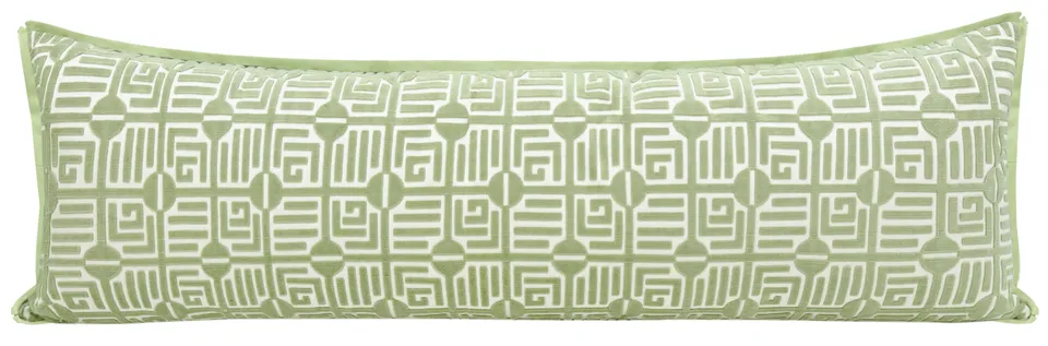 THE XL LUMBAR :: LABYRINTH VELVET // SAGE | THIBAUT - SWATCH 4" X 4" / BUTTERFLY FLANGE / Celadon