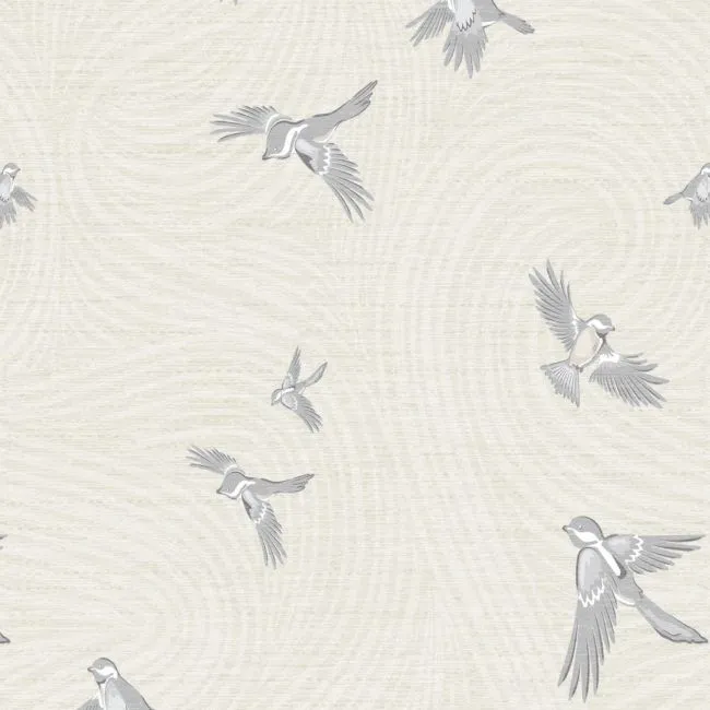 Chasing Paper Light Tan Chickadee Peel and Stick Wallpaper 2'x8'