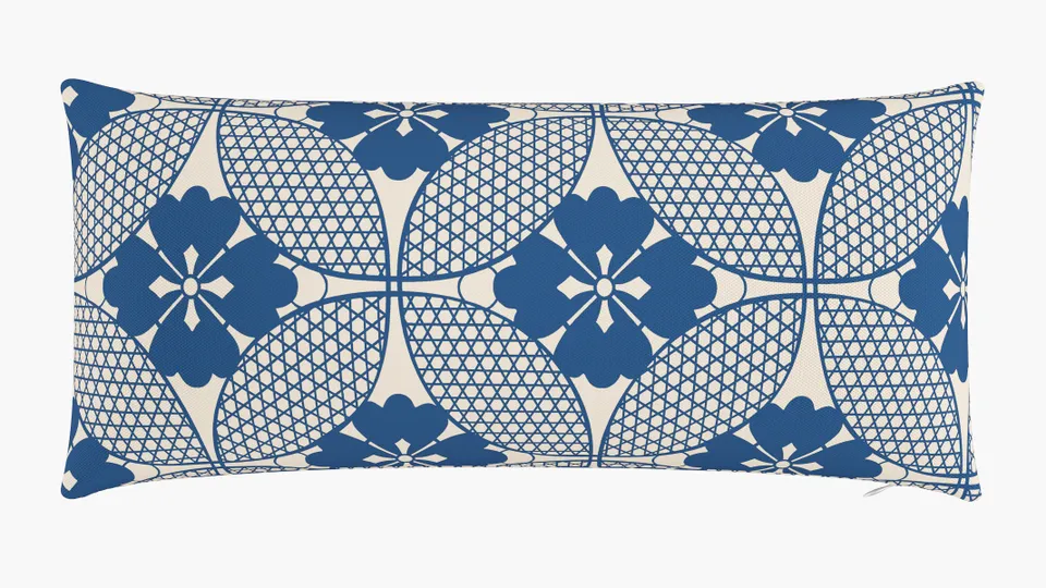 Throw Pillow 14" x 30", Bright Navy Solaire, 14" x 30"