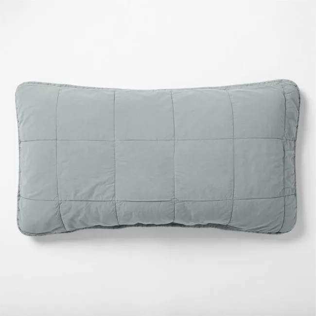 Sunwashed Organic Cotton Smoke Blue King Quilted Bed Pillow Sham