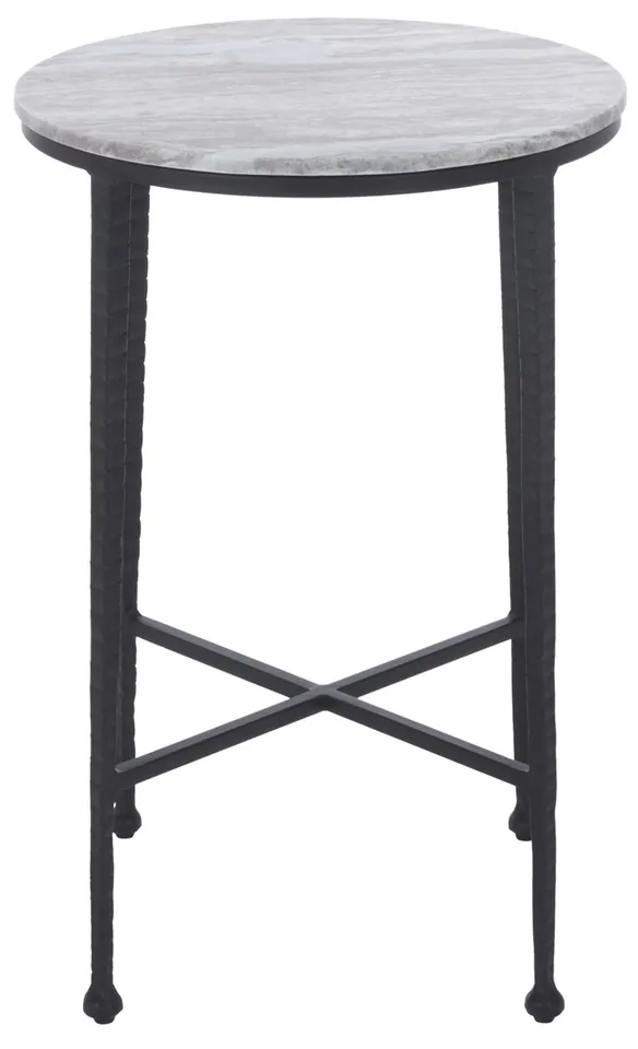 Izza Accent Table - Brown Marble / Black