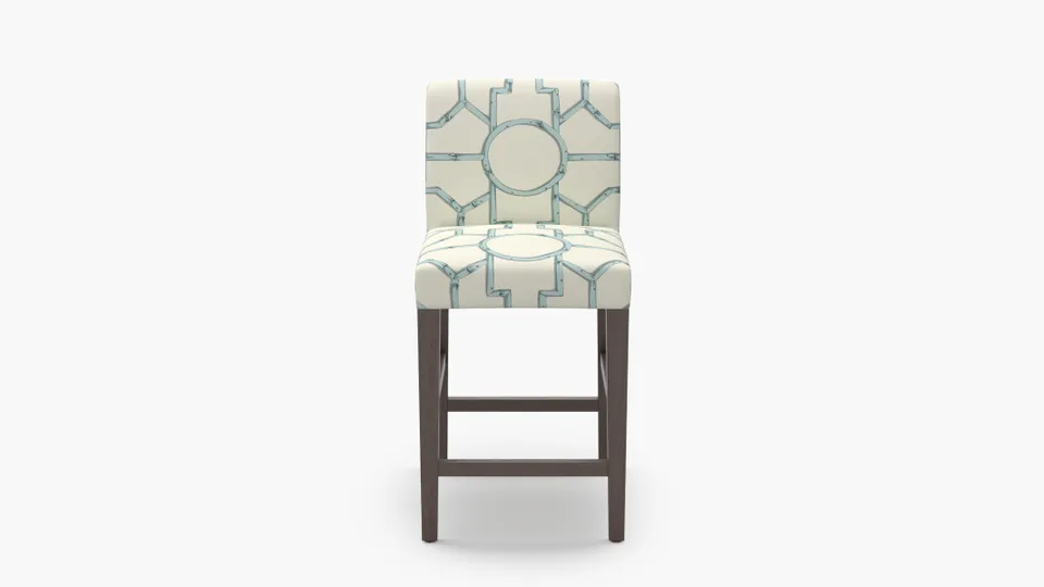 Signature Dining Counter Stool, Blue Baldwin Bamboo, Espresso Square Tapered Leg
