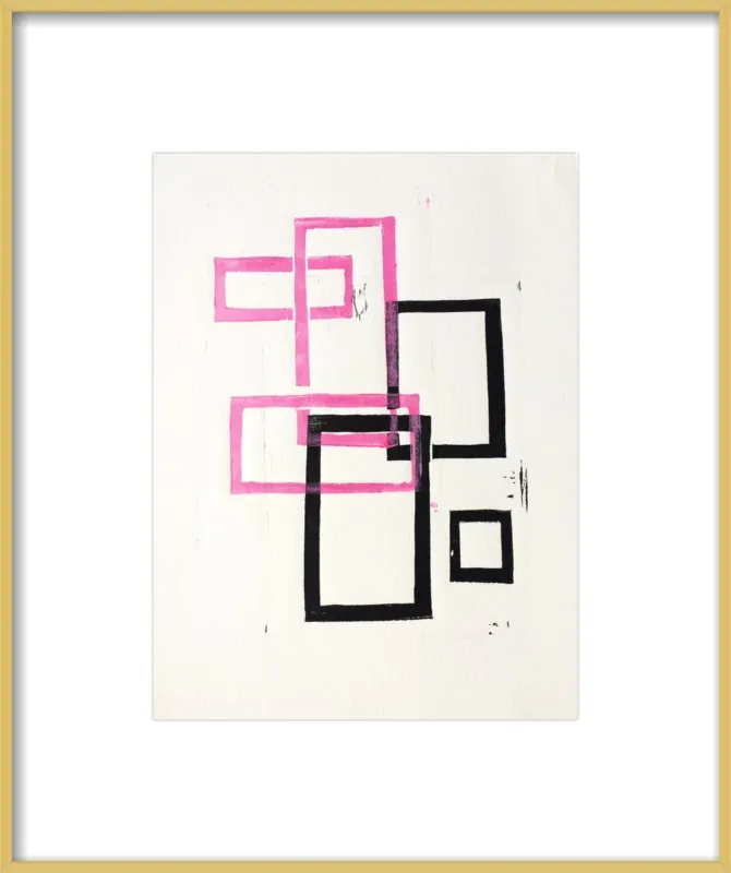 Pink and Black Geometric Squares x2 by Stacy Rajab for Artfully Walls