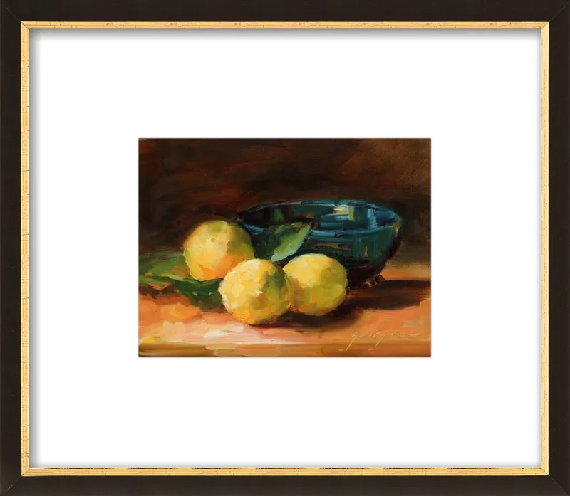 Lemons and Blue Bowl by Georgesse Gomez for Artfully Walls