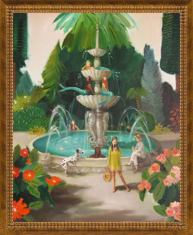 Selfie At The Mermaid Public Fountain by Janet Hill for Artfully Walls
