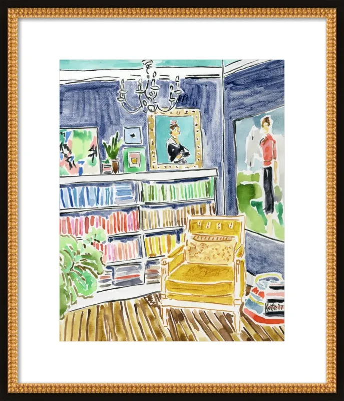 Bookshelf with Paintings by Kate Lewis for Artfully Walls