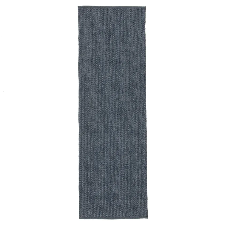 Iver Indoor/ Outdoor Solid Blue/ Gray Runner Rug (3'X12')