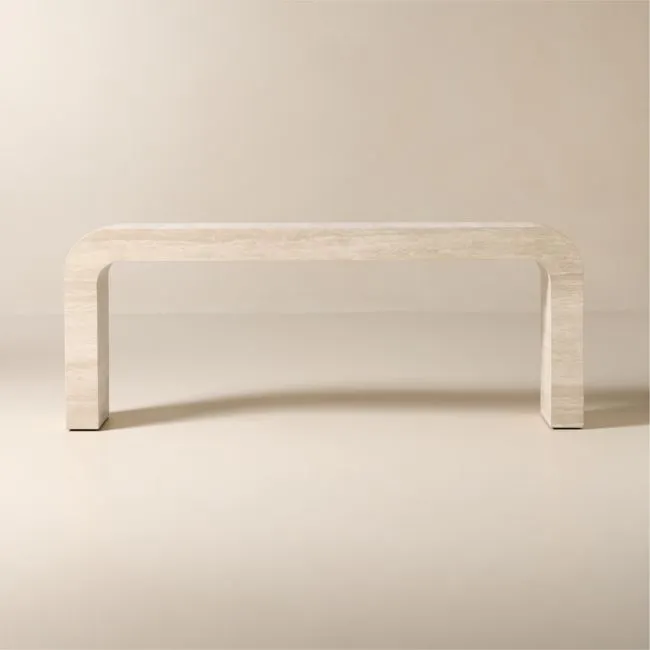 Crescent 80" Travertine Console Table