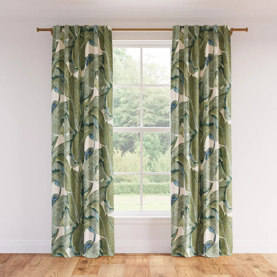 Printed Linen Curtain, Pistachio Martinique®, 50" x 84", Unlined