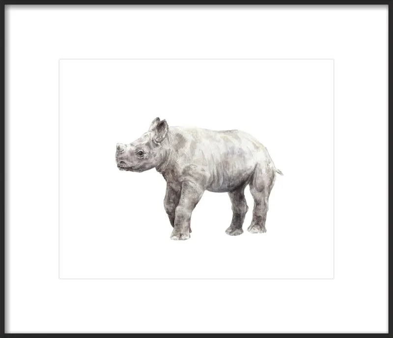 Baby Rhino Watercolor by Lauren Rogoff for Artfully Walls