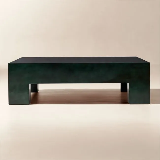 Scatola 48" Square Dark Green Lacquered Coffee Table