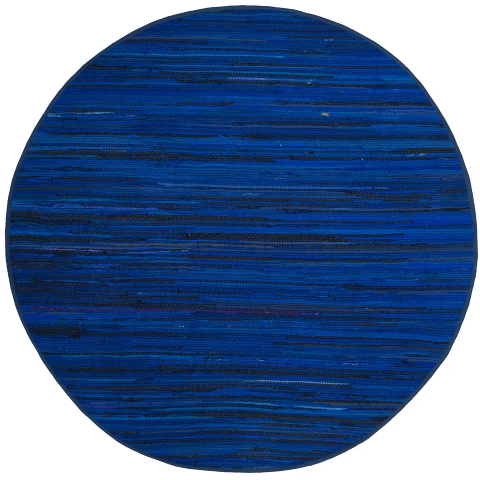 Arlo Home Hand Woven Area Rug, RAR130B, Blue/Multi,  4' X 4' Round