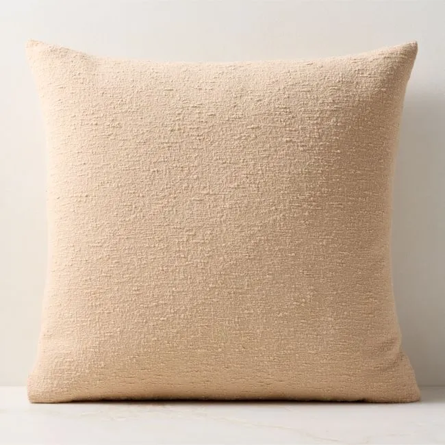 Taupe Boucle Throw Pillow With Feather-Down Insert 23"x23"