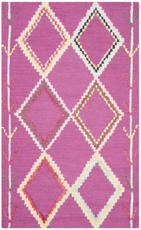 Arlo Home Hand Tufted Area Rug, BLG563R, Fuchsia/Multi,  3' X 5'
