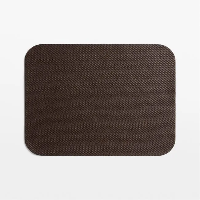 Rizzo Rectangle Basketweave Faux Leather Easy Care Brown-Black Placemat