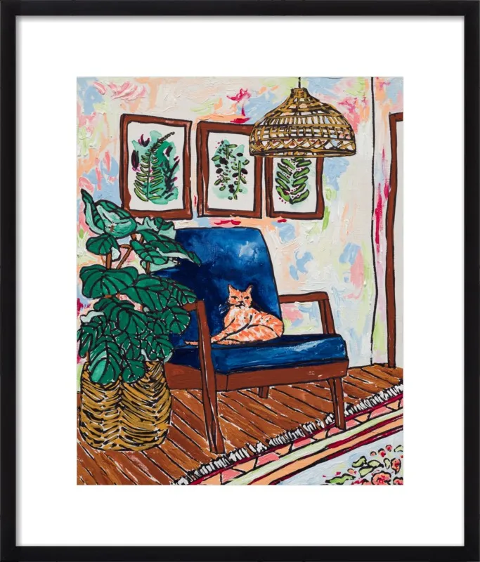 Ginger Cat in Mid Century Chair by Lara Lee Meintjes for Artfully Walls