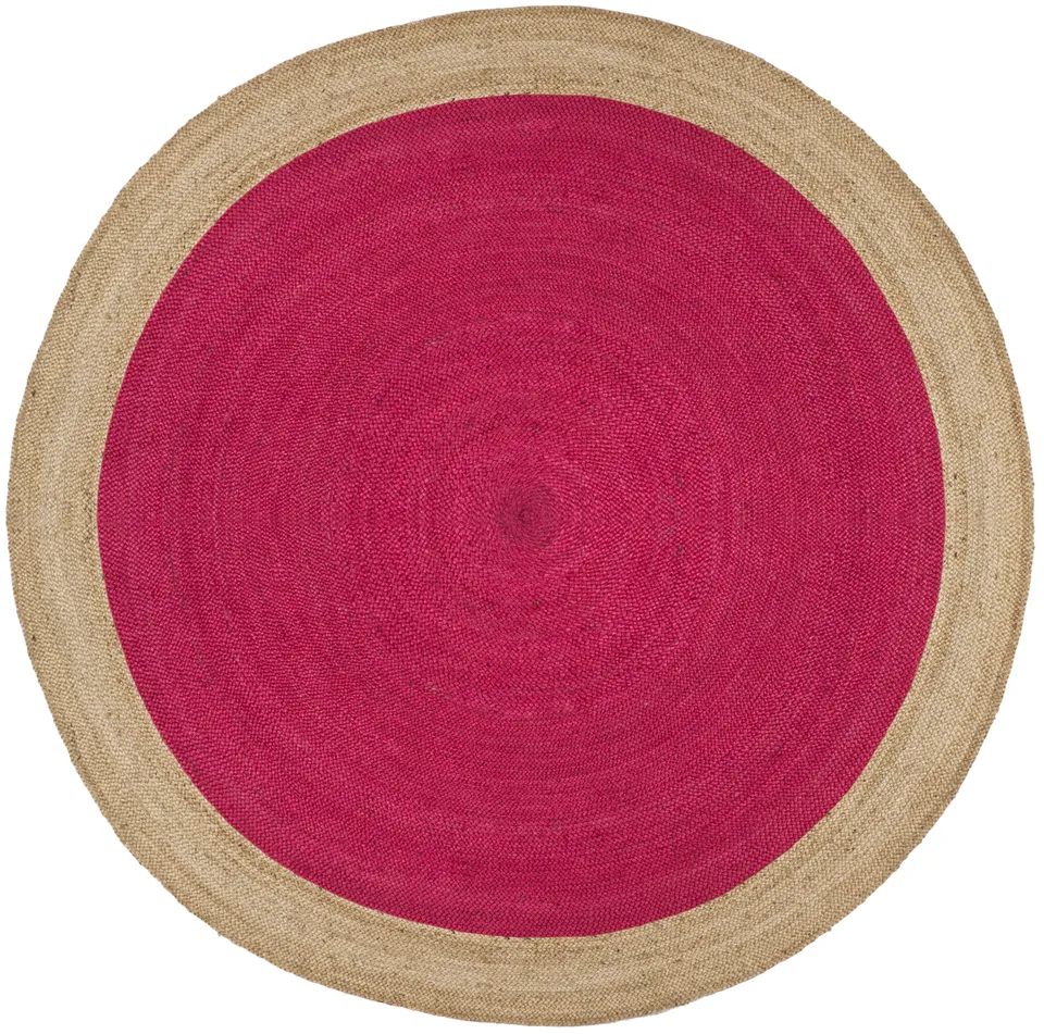 Arlo Home Hand Woven Area Rug, NF801C, Fuchsia/Natural,  8' X 8' Round